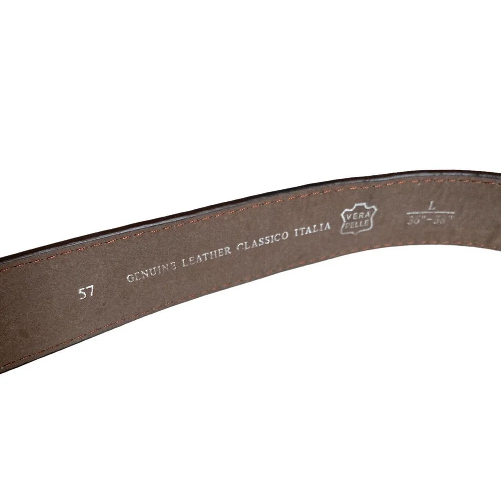 Vintage Classico Italia Leather Belt Sz L 36-38 Ivan Floral Resin Buckle - Picture 5 of 9